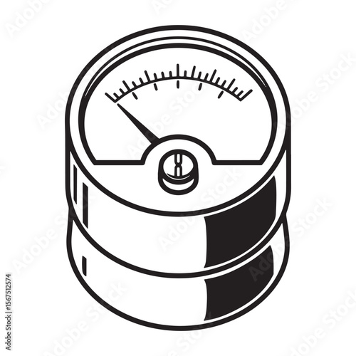 Simple black and white illustration of a pressure gauge showing measurements in vector format