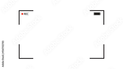 Camera Frame Viewfinder Overlay on Black Background. Vector