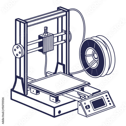 3 D printer with filament spool and control panel 3D printer additive manufacturing