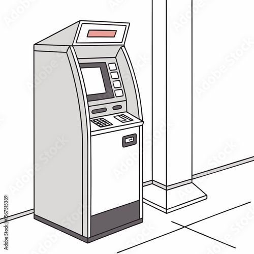 Automated Teller Machine with Screen and Keypad banking finance