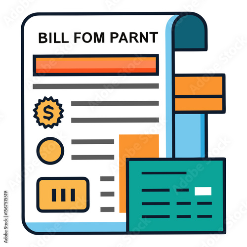 Bill document with dollar sign and receipt financial payment