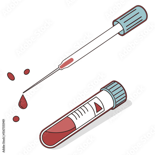Blood sample collection with pipette and vial vector