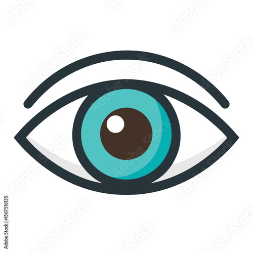 Blue eye with dark outline and white pupil brown