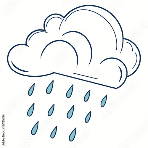 Blue lined cloud with falling raindrops weather precipitation