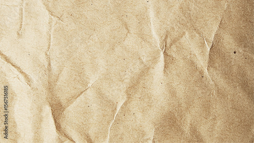 Craft crumpled paper, cardboard background. Brown kraft sheet texture, torn antique page, wallpaper or parchment abstract design, Horizontal rough  old material Realistic vector illustration