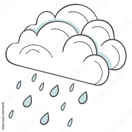 Cartoon cloud with falling raindrops weather precipitation