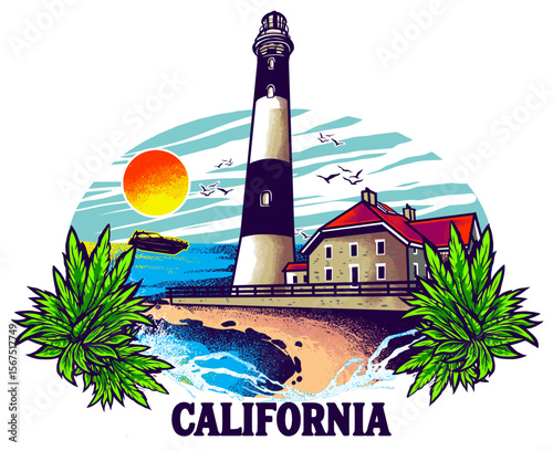 lighthouse on the hill T-shirt design