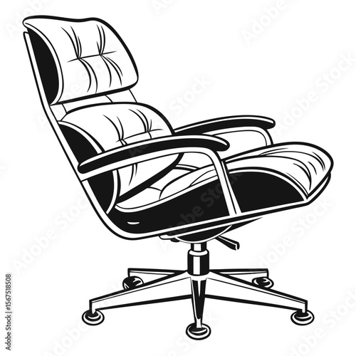 Executive office chair with leather upholstery and chrome accents executive chair