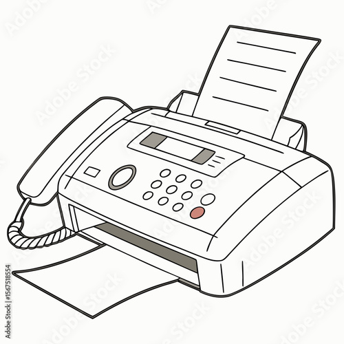 Fax machine with paper and handset office equipment communication device