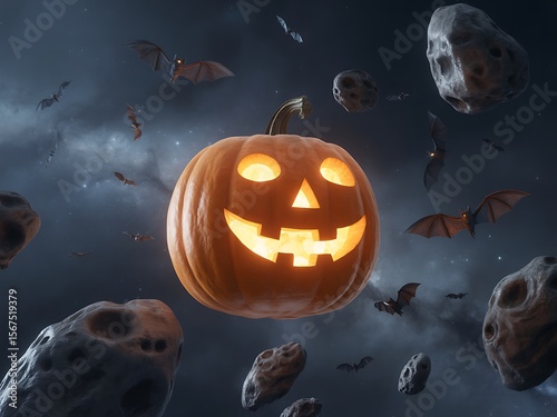 Spooky Space Pumpkin: A Cosmic Halloween Adventure Halloween Concept