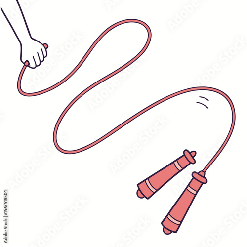 Hand holding pink jump rope skipping rope fitness