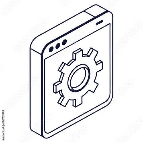 Isometric gear within a window interface cogwheel settings