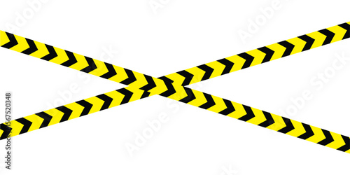 Caution tapes. Yellow warning danger tapes. Do not cross ribbons. Realistic tapes for police, Restricted area, under construction, crime scene. overlapping diagonally ribbon on white background eps 10
