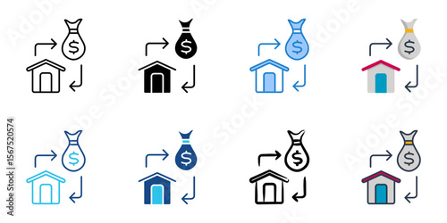 Refinancing icon set multiple style collection 
