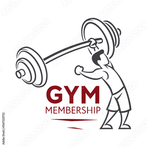 Man lifting heavy barbell for gym membership fitness workout
