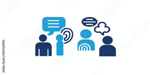 Print   Active listening vector icon illustration. Communication skill concept.