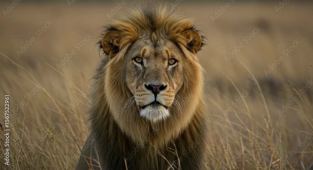 Obraz premium Majestic lion in golden savanna (2)