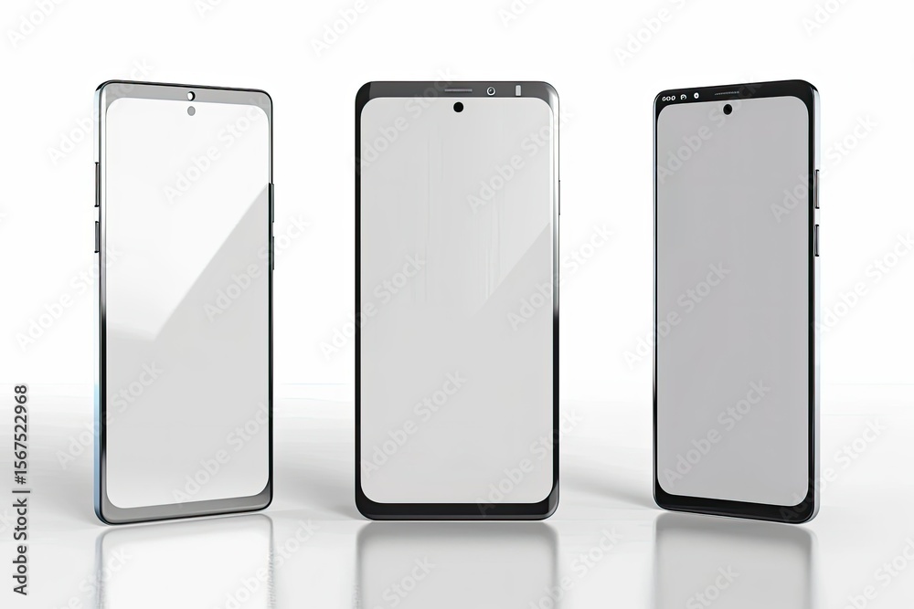 Smartphone Mockup White Screen Mobile Phone 3 Style Camera Vector Illustration Smartphone Mockup White Screen Mobile Phone 3 Style Camera Vector Illustration