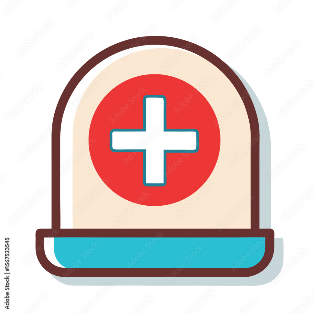 Obraz premium Red cross medical symbol on cream and blue base white