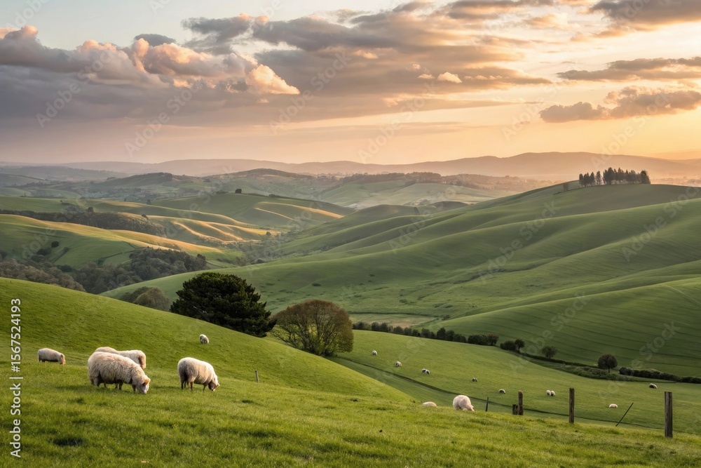 Fototapeta premium sheep in the mountains natural views