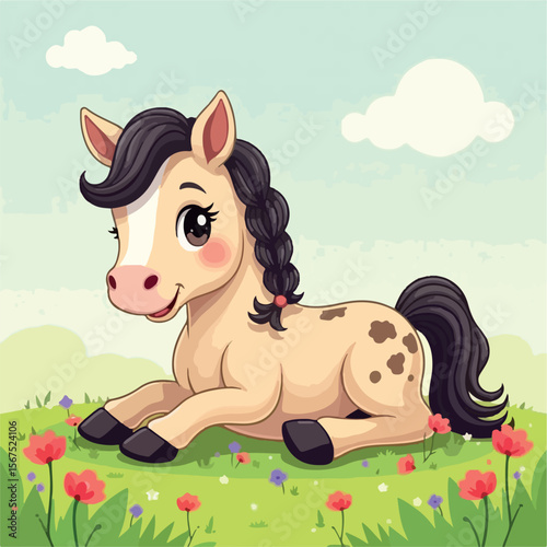 pony, cartoon, vector, character, cute, isolated, illustration, animal, funny, design, unicorn, happy, adorable, baby, girl, print, rainbow, horse, drawing, magic, pet, smile, sweet, horn, art, 