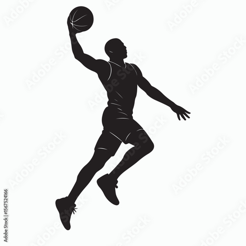 Dynamic basketball player silhouette in action perfect for sports graphics