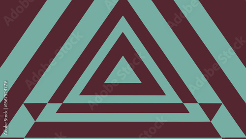 Concentric triangles pattern with teal and burgundy stripes