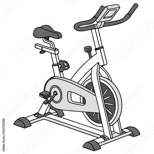 Stationary Exercise Bicycle With Gray Seat and Handlebars exercise bike stationary bike
