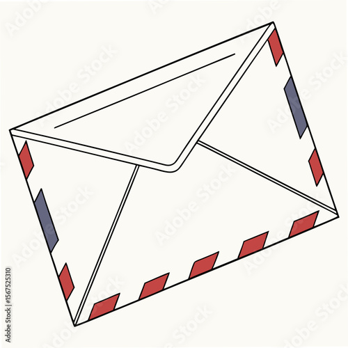 Stylized envelope with red and blue accents mail letter