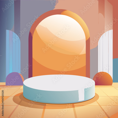 Abstract 3D Podium Stage Vector Illustration