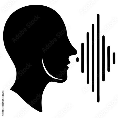Human Head with Sound Waves