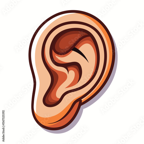 Stylized human ear with warm color palette and bold outlines human anatomy hearing