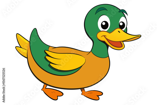 Cute Cartoon Duck Vector Character
