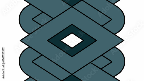 Abstract geometric pattern with interlocking shapes and a central diamond motif