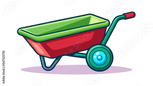 Garden Wheelbarrow Illustration – Red and Green Yard Equipment Vector