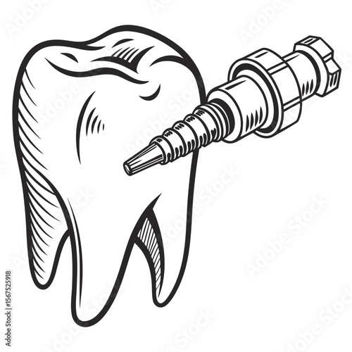 Tooth implant dental drill illustration medical