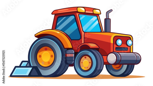  Red Tractor – Farm Vehicle Cartoon Vector