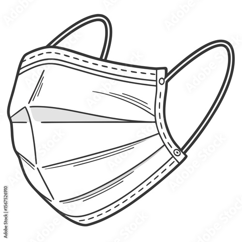 White surgical mask with black outline and ear loops face mask medical mask