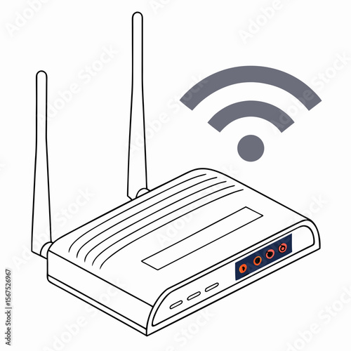 Wireless router with antennas and wifi symbol network internet