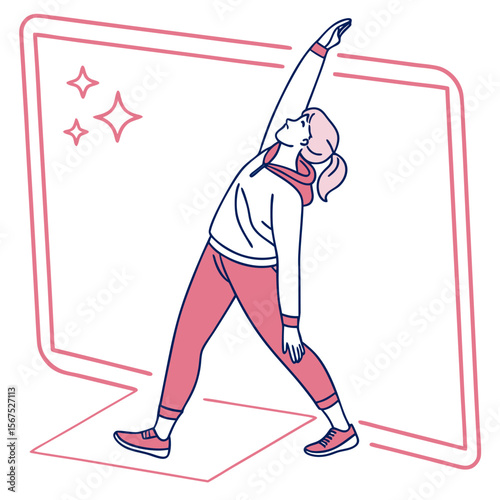 Woman practicing yoga stretching pose on mat exercise fitness