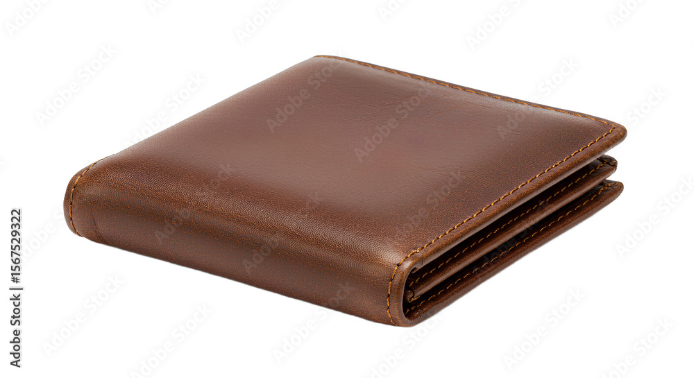 A clean, closed brown leather wallet rests on a plain grey background, showcasing its neat stitching. A clean, closed brown leather wallet rests on a plain grey background, showcasing its neat stitching.