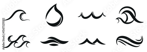 Wave icon set, Waves and wavy icons vector.
Curved lines, vector illustration
