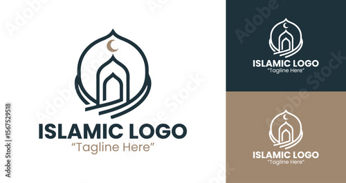 Subtle Islamic Logo Design with Brown and Deep Blue for Modern Faith-Based Brand Identity
