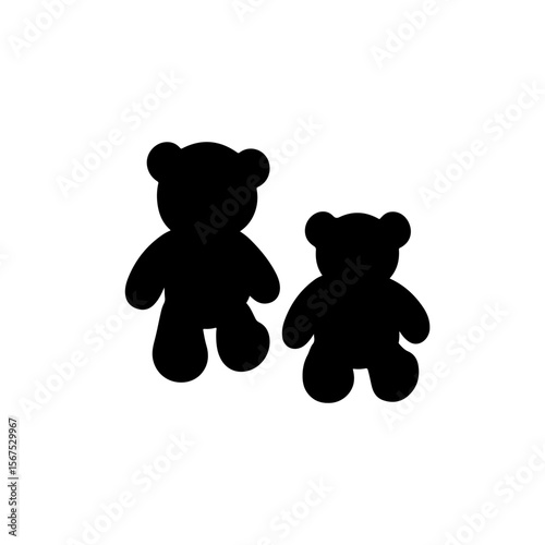 Two taddy bear silhouette vector flat illustration design.