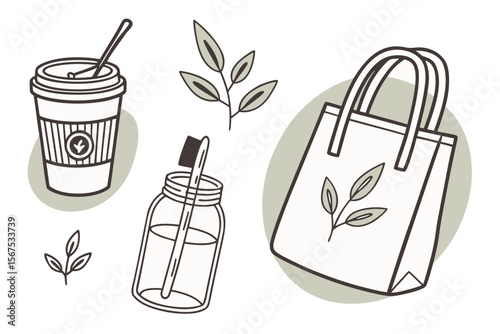 Vector art of ecofriendly products isolated on white background