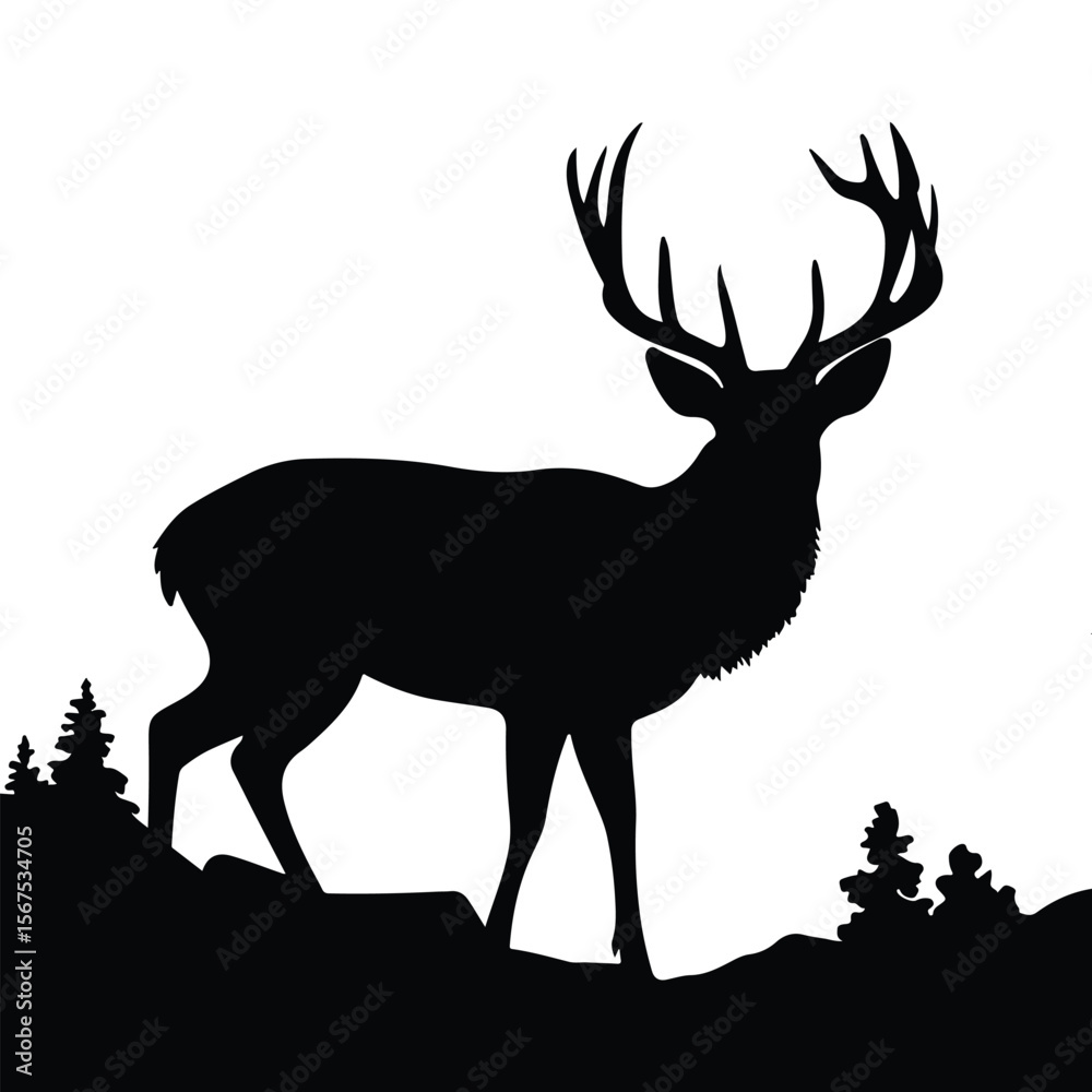 Obraz premium Majestic Stag Silhouette Against Simple Landscape