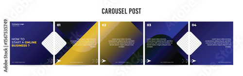Editable Instagram Carousel Post Layout Set, Social Media Marketing microblog template design, tips & tricks linkedin post template, eps 10.