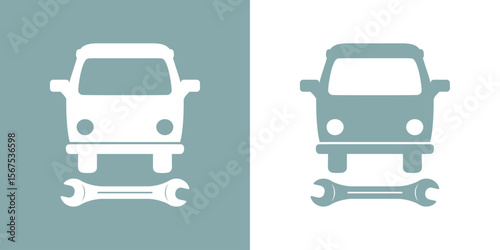 Logo con vista frontal de furgoneta con llave fija 