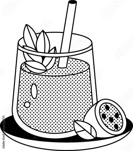 Gin and Tonic Cocktail Illustration – Flat Cartoon Summer Drink Vector with Bubbles and Lime on Blue Background