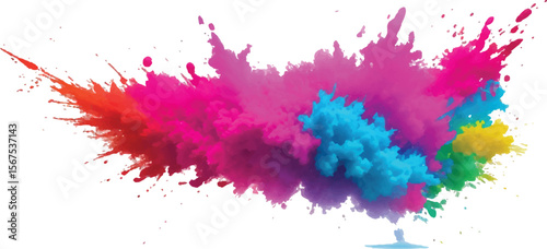  Rainbow Holi Color Explosion – Paint Powder Splash on White Background for Bright Festival Art and Design

